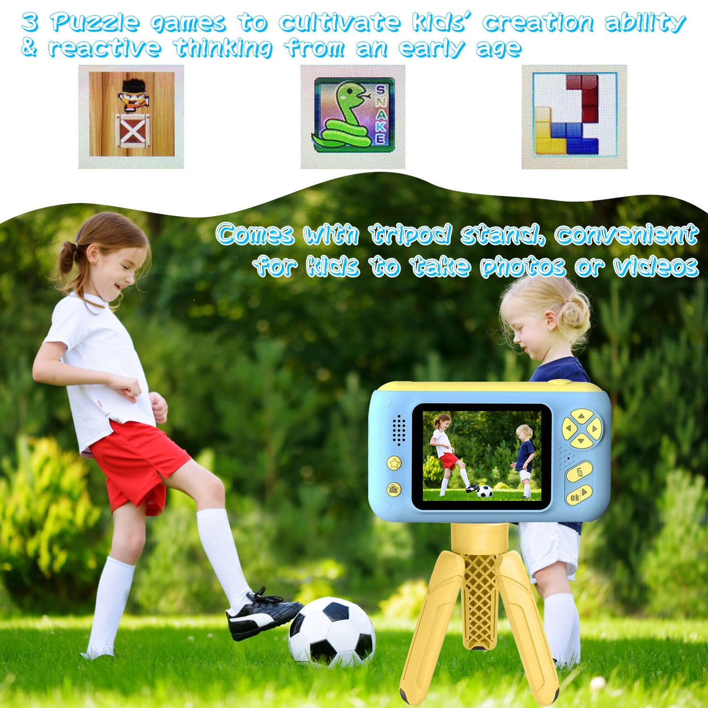 Kids Digital Camera with Flip Lens - Complete Photography Kit with Tripod & Games for Ages 3-10