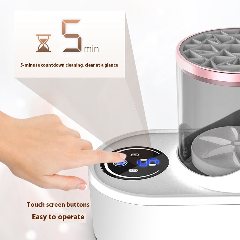 Electric Makeup Brush Cleaner - Automatic Rechargeable Brush Cleaning Device with Drying Stand