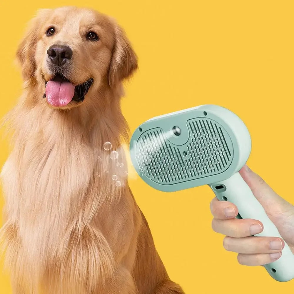 3-in-1 Pet Grooming Brush with Spray - Self-Cleaning Hair Removal Tool for Dogs & Cats