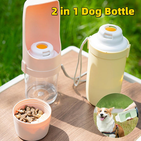 Portable Dog Water Bottle - 2-in-1 Travel Water Dispenser & Food Container for Outdoor Adventures