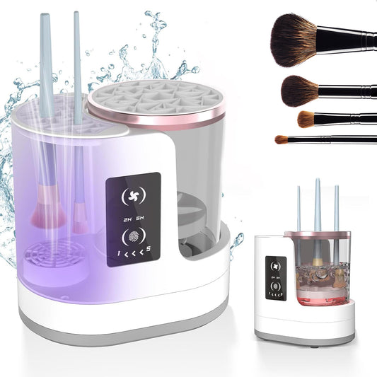 Electric Makeup Brush Cleaner - Automatic Rechargeable Brush Cleaning Device with Drying Stand