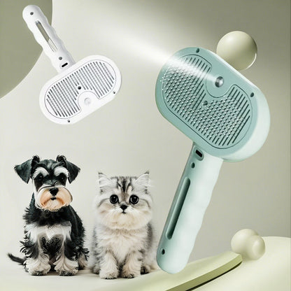 3-in-1 Pet Grooming Brush with Spray - Self-Cleaning Hair Removal Tool for Dogs & Cats