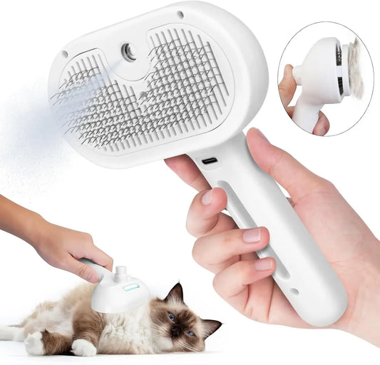 3-in-1 Pet Grooming Brush with Spray - Self-Cleaning Hair Removal Tool for Dogs & Cats