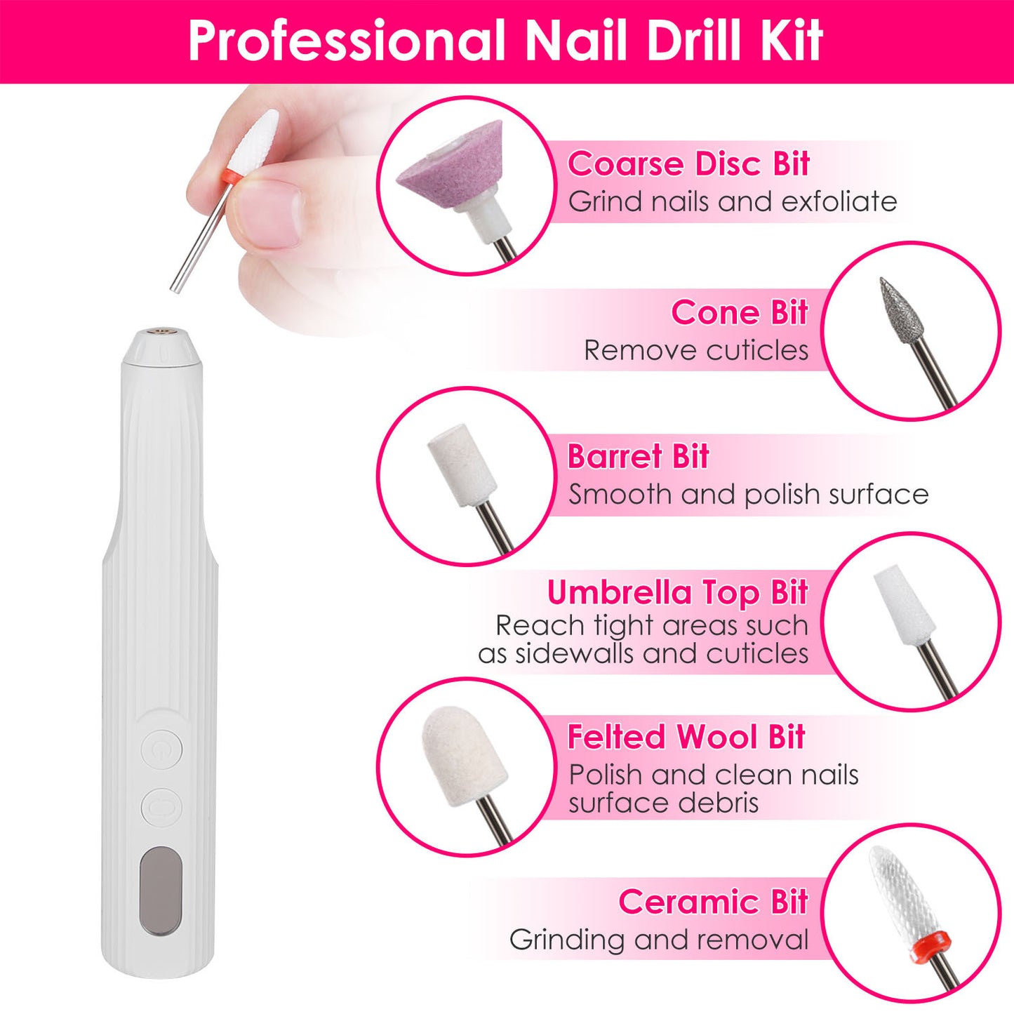 Professional Electric Nail Drill Kit - Complete Manicure Set with UV Dryer & 6 Drill Bits
