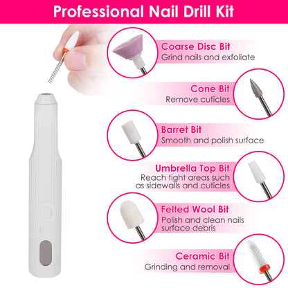 Professional Electric Nail Drill Kit - Complete Manicure Set with UV Dryer & 6 Drill Bits