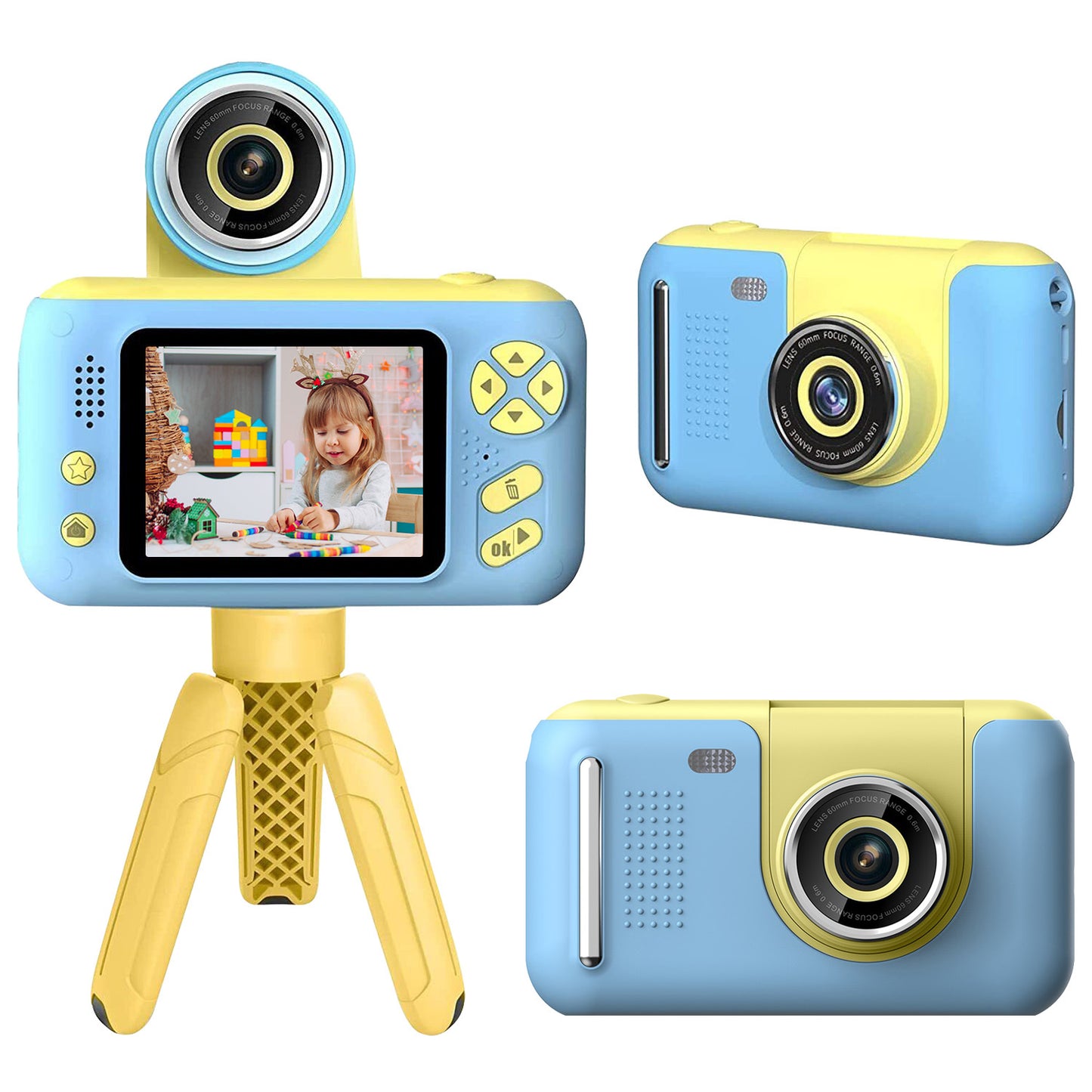 Kids Digital Camera with Flip Lens - Complete Photography Kit with Tripod & Games for Ages 3-10