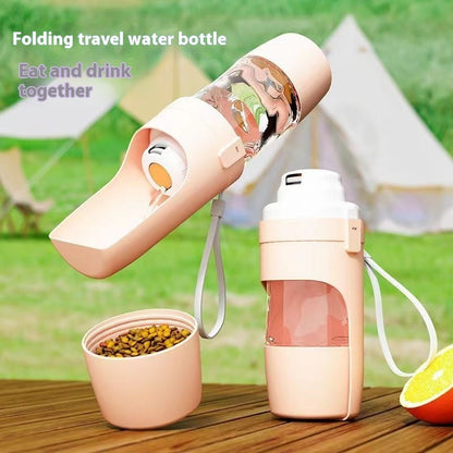 Portable Dog Water Bottle - 2-in-1 Travel Water Dispenser & Food Container for Outdoor Adventures