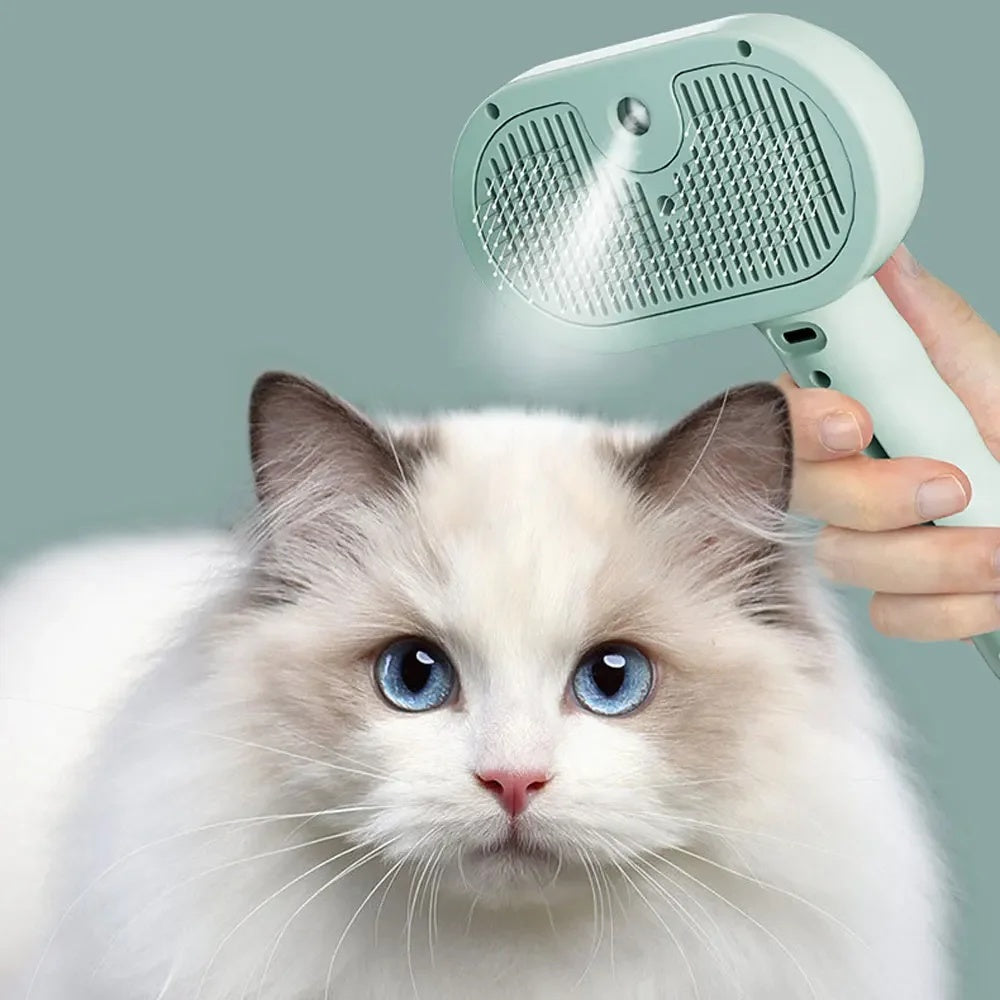3-in-1 Pet Grooming Brush with Spray - Self-Cleaning Hair Removal Tool for Dogs & Cats